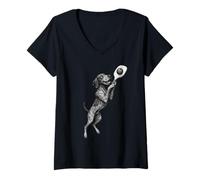 Mujer Puntero alemán de pelo corto jugando al pickleball perro deportivo Camiseta Cuello V