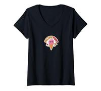 Mujer Punto de fusión Smirking Ice Cream Chill Summer Heat Camiseta Cuello V