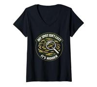 Mujer Punto Secreto de Pesca No preguntes mi Lugar Humor Límite de Pesca Camiseta Cuello V