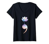 Mujer Punto y Coma Lotus Suicidio Prevención Esperanza Arte Camiseta Cuello V