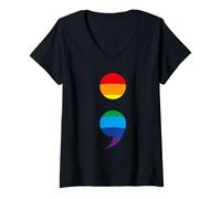Mujer Punto Y Coma Prevención del Suicidio Semicolon Punto Y Coma Camiseta Cuello V