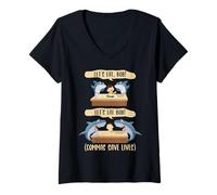 Mujer Puntuación Salva Vidas tiburón - Let's Eat Bob Funny Grammar Camiseta Cuello V
