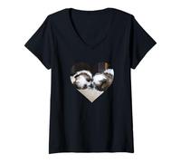 Mujer Puppy Love Shih Tzu Primer Beso Camiseta Cuello V