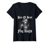 Mujer Puro De Corazón Caballero Rana Vintage Divertido Animal Meme Amantes Camiseta Cuello V