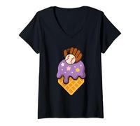 Mujer Purple Dripping Ice Cream Baseball Home Plate Sports Lover Camiseta Cuello V