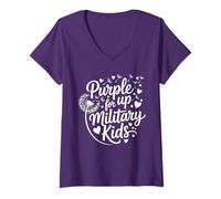 Mujer Purple up for Military Kids Dandelion Month of The Military Camiseta Cuello V