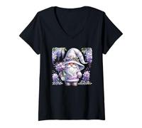Mujer Purple Wisteria Flowers For Mom Cute Gardening GNOME Floral Camiseta Cuello V