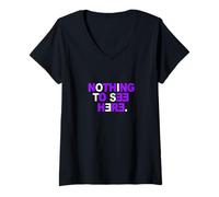 Mujer Púrpura Color Nada Que Ver Aquí Gráfico Púrpura Camiseta Cuello V