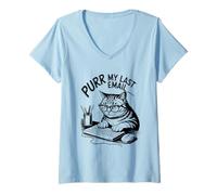 Mujer Purr My Last Email Funny Cat Office Humor Sarcastic Camiseta Cuello V