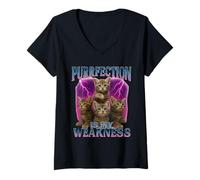 Mujer Purrfection Is My Weakness - Camiseta de Regalo para Amantes de los Gatos Camiseta Cuello V