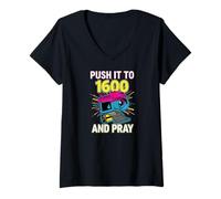 Mujer Push It To 1600 and Pray Analog Film Photography Camera Camiseta Cuello V