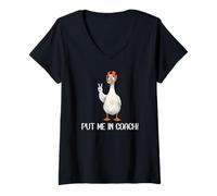 Mujer Put Me In Coach Dad Football Goose Duck Football Game Day Camiseta Cuello V
