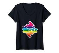 Mujer Puzzle arco iris I rompecabezas rompecabezas piezas pasatiempo juego rompecabezas Camiseta Cuello V