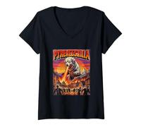 Mujer Pyreneeszilla Perro de los Grandes Pirineos - Dogzilla Monster Movie Camiseta Cuello V