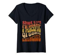 Mujer Qi Gong humor cuestionable, divertido sarcástico Vintage Yin Camiseta Cuello V