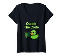 Mujer Quack The Code Coder Programación Ciencias de la Computación Camiseta Cuello V