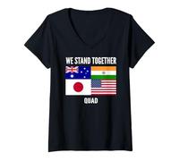 Mujer QUAD Diálogo cuadrilátero sobre seguridad - Tratado QUAD Camiseta Cuello V