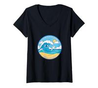 Mujer ¿Qué Dijo el océano a la Playa? Waves Funny Dad Joke Pun Camiseta Cuello V