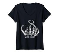 Mujer ¿Qué es Kraken Monstruo Marino Pulpo Barco Pirata Juego de Palabras náutico Camiseta Cuello V
