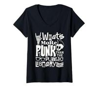 Mujer ¿Qué es más punk que la biblioteca pública amante de los libros divertidos Camiseta Cuello V