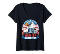 Mujer Qué es un Conductor de camión Semi Americano Águila kilómetro Camiseta Cuello V