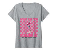 Mujer ¿Qué estás mirando a ti amputado de dos patas monstruo pierna Camiseta Cuello V