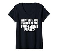 Mujer ¿Qué estás Mirando a ti Freak de Dos Patas Divertido amputado Camiseta Cuello V