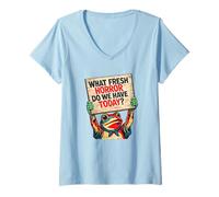 Mujer Qué Horror Fresco Tenemos Hoy Funny Protest Frog Camiseta Cuello V