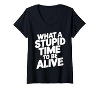 Mujer Qué momento denso para vivir Camiseta Cuello V