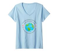 Mujer Qué Mundo Maravilloso - Pareja de Globos de corazón Alrededor de la Tierra Camiseta Cuello V