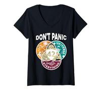 Mujer Que no cunda el pánico: La Respuesta a Life Universe Everything 42 Funny Camiseta Cuello V