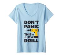 Mujer Que no Cunda el Pánico Solo un Simulacro - Humor Manitas Camiseta Cuello V