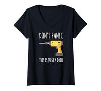 Mujer Que no Cunda el Pánico Solo un Simulacro - Humor Manitas Camiseta Cuello V