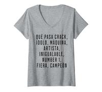 Mujer Qué Pasa Crack Ídolo Máquina Fiera Campeón Camiseta Cuello V