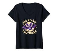 Mujer ¿Qué pasa si no estoy lo suficientemente loco Bat Crazy Animal Pun Camiseta Cuello V