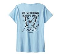 Mujer Que Todo Lo Que Tiene Aliento Alabe Al Señor Mariposa Camiseta Cuello V