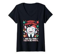 Mujer Que Todos Tus Dientes Sean Blancos, Divertida Navidad para Dentistas Camiseta Cuello V