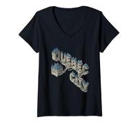 Mujer Quebec City Steps Canadá - Recuerdo Canadiense Vintage Camiseta Cuello V