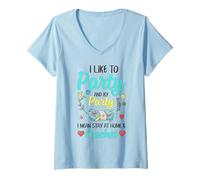 Mujer Quédate en casa Crochet Party Funny Crochet Lover Camiseta Cuello V