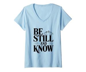 Mujer Quédate quieto y Conoce Las montañas La fe es inspiradora Camiseta Cuello V
