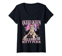 Mujer Queef Queen, Escucha a mi Gatito Divertido Gato Bootleg Camiseta Cuello V