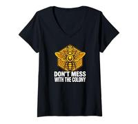 Mujer Queen Bee Don't Mess with The Colony Beekeeper Camiseta Cuello V