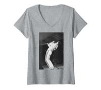 Mujer Queen Freddie Mercury Live Wembley Stadium para la Gira mágica Camiseta Cuello V