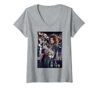 Mujer Queen Guitarrista Brian May Freddie Mercury Homenaje a Wembley Camiseta Cuello V