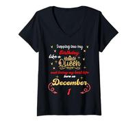 Mujer Queen nació el 1 de diciembre Entrando en mi cumpleaños Camiseta Cuello V
