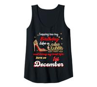 Mujer Queen nació el 1 de diciembre Entrando en mi cumpleaños Camiseta sin Mangas