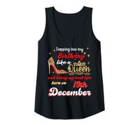 Mujer Queen nació el 19 de diciembre Entrando en mi cumpleaños Camiseta sin Mangas
