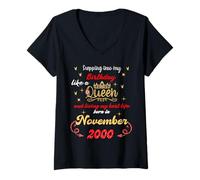 Mujer Queen nació en noviembre de 2000 Entrando en mi cumpleaños Camiseta Cuello V