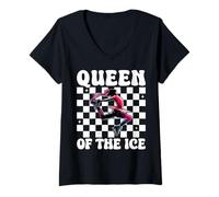 Mujer Queen of The Ice Skating Patinaje artístico Patinador artístico Niña Camiseta Cuello V