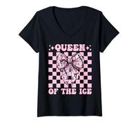 Mujer Queen of The Ice Skating Patinaje artístico Patinador artístico Niña Camiseta Cuello V